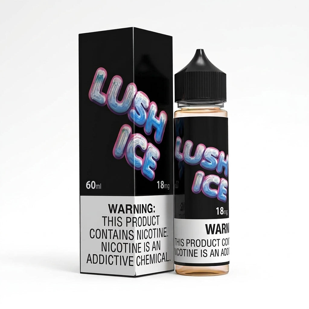 VGOD Lush Ice 60ml chubby unicorn bottle shown from the side