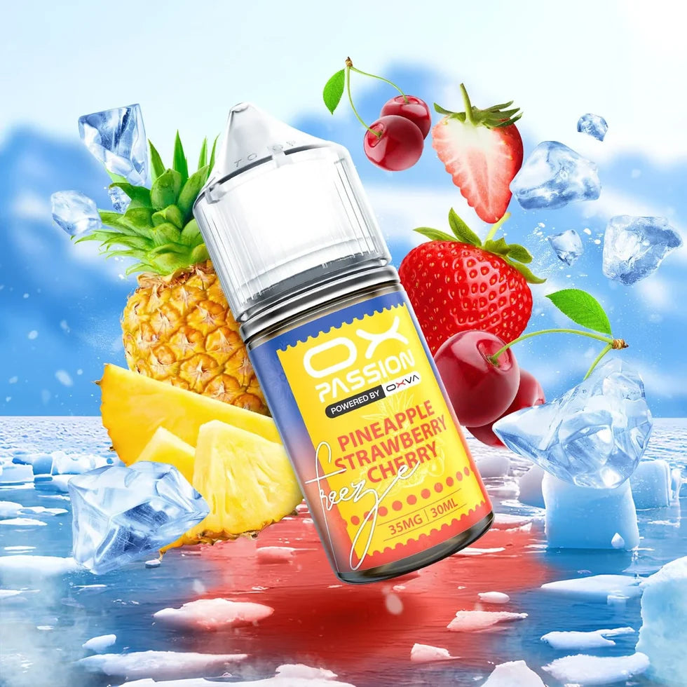 Ox Passion Pineapple Strawberry Cherry 30ml Nic Salt bottle front label