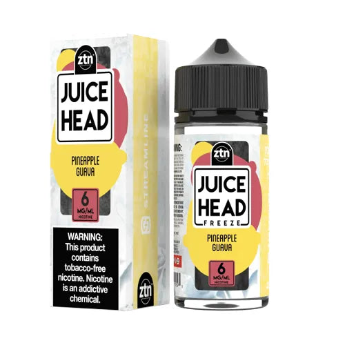 Juice Head Pineapple Guava Extra Freeze 100ml freebase e-liquid bottle, front label