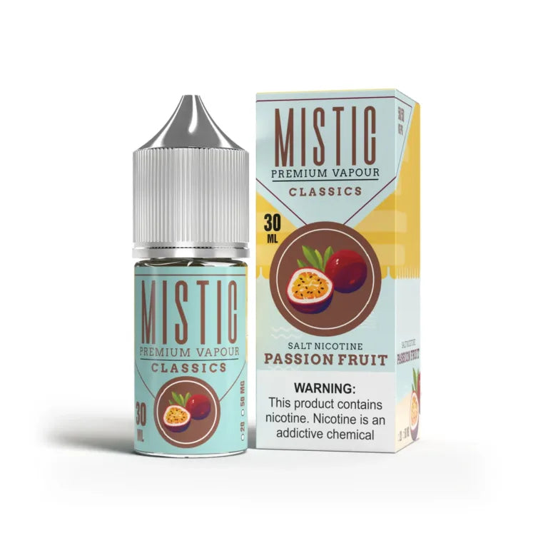 Mistic Premium Vapour Passion Fruit 30ml nic salt bottle in 35mg and 50mg