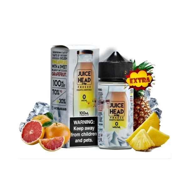 Juice Head Pineapple Grapefruit Extra Freeze 100ml freebase e-liquid bottle, front label