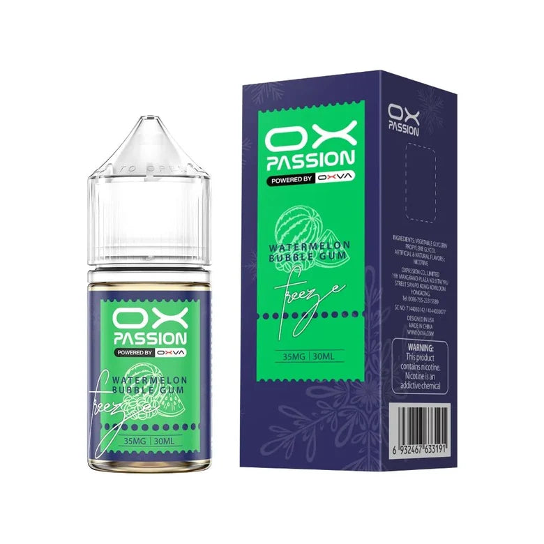 Ox Passion Watermelon Bubblegum 30ml Nic Salt bottle front label