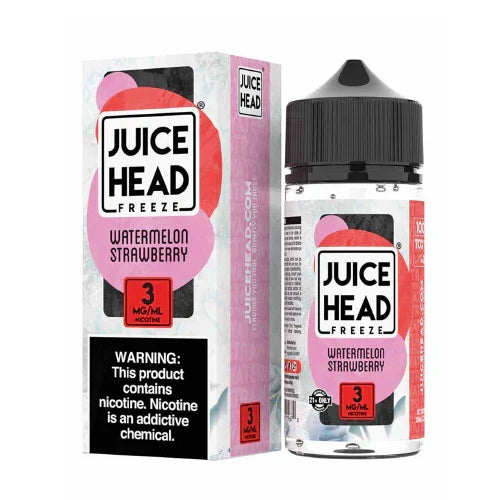 Juice Head Watermelon Strawberry Extra Freeze 100ml freebase e-liquid bottle, front label