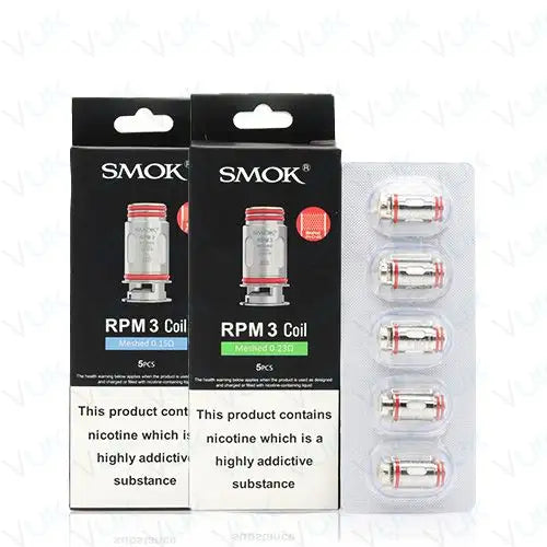 SMOK RPM 3 coils 5-pack group shot showing both mesh resistances