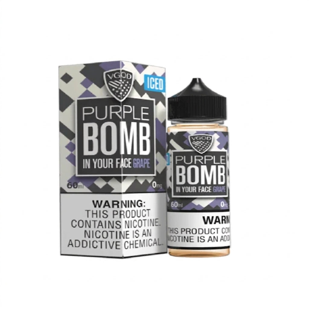 VGOD Iced Purple Bomb 60ml freebase e-liquid bottle, front label