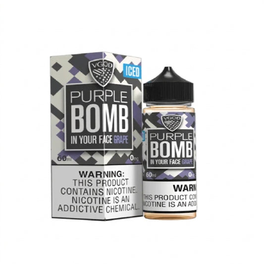 VGOD Iced Purple Bomb 60ml freebase e-liquid bottle, front label