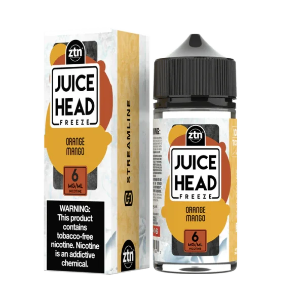 Juice Head Orange Mango Extra Freeze 100ml freebase e-liquid bottle, front label