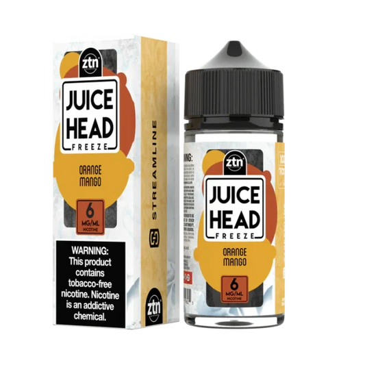 Juice Head Orange Mango Extra Freeze 100ml freebase e-liquid bottle, front label