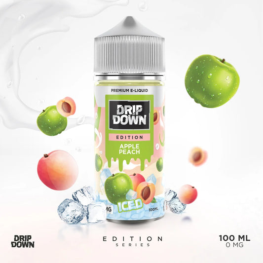 Drip Down Edition Apple Peach Ice 100ml freebase bottle, second product view