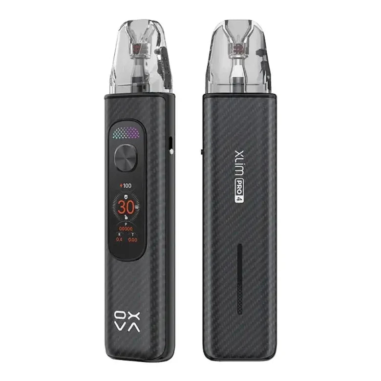 OXVA XLIM Pro 4 pod kit in Black Carbon, 1800mAh battery and HD colour screen