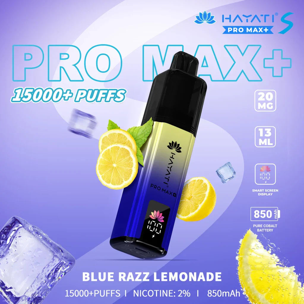 Hayati Pro Max S+ Blue Razz Lemonade – 13ml prefilled 20mg nic salt disposable vape, best price Pakistan