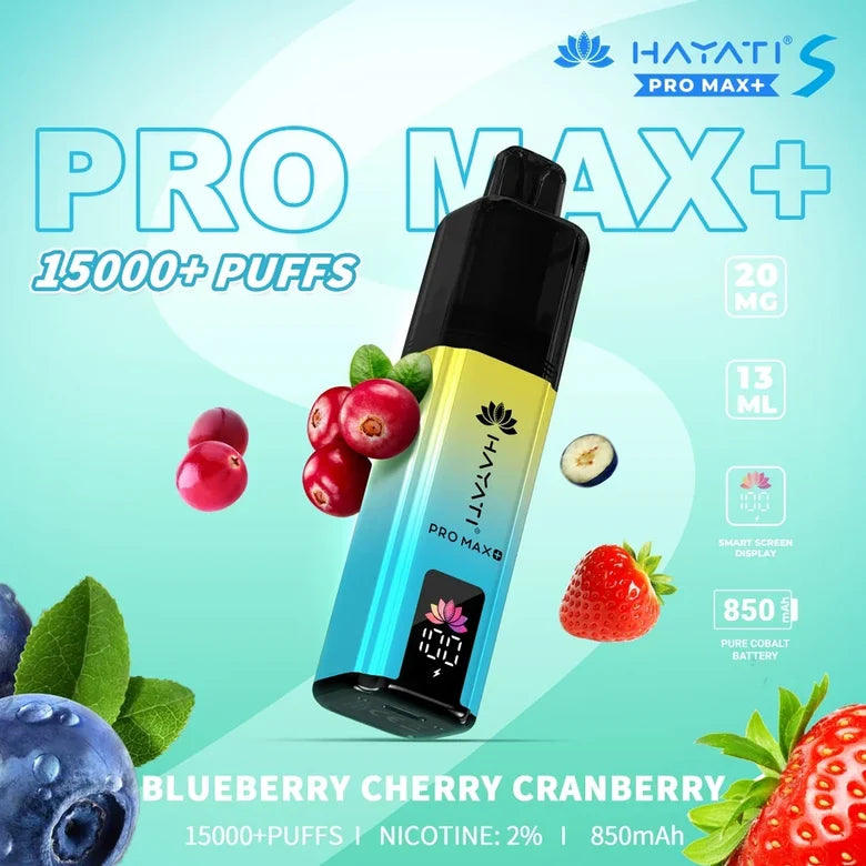 Hayati Pro Max S+ Blueberry Cherry Cranberry 15000 puffs disposable vape