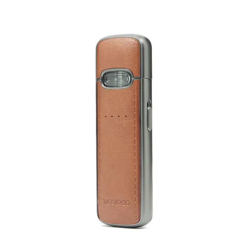 VOOPOO VMATE E pod kit in Classic Brown, standing upright with mouthpiece visible
