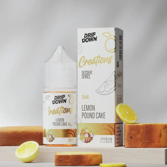 Drip Down Creations Lemon Pound Cake nic salt 30ml bottle, 35mg, front label