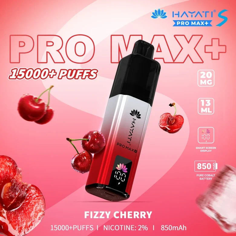Hayati Pro Max S+ Fizzy Cherry 15000 puff disposable vape Pakistan