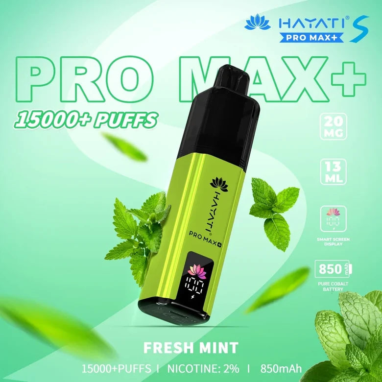 Hayati Pro Max S+ Fresh Mint 15000 puffs disposable vape Pakistan