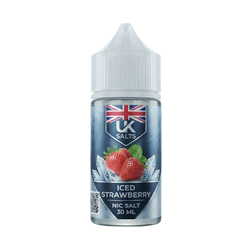 UK Salts Iced Strawberry 30ml nic salt bottle, front label