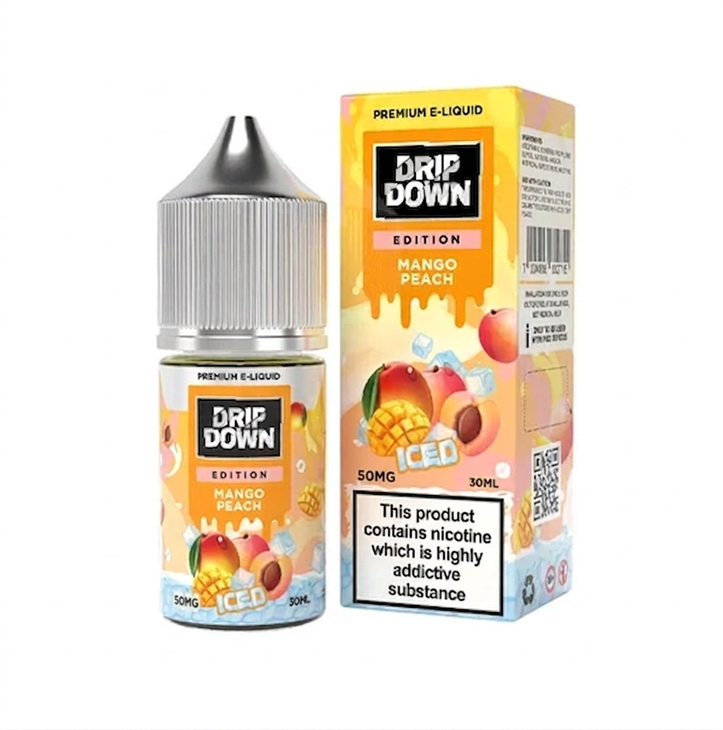 Drip Down Mango Peach Ice 30ml salt nicotine e-liquid box and bottle