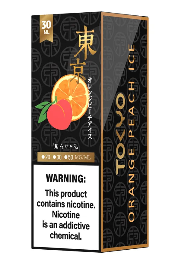 Tokyo Golden Series Orange Peach Ice 30ml nic salt e-liquid bottle front label