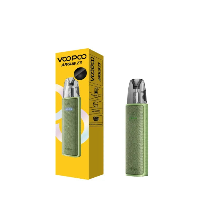 VOOPOO Argus Z3 pod kit in Grass Green, side profile of the PCTG chassis