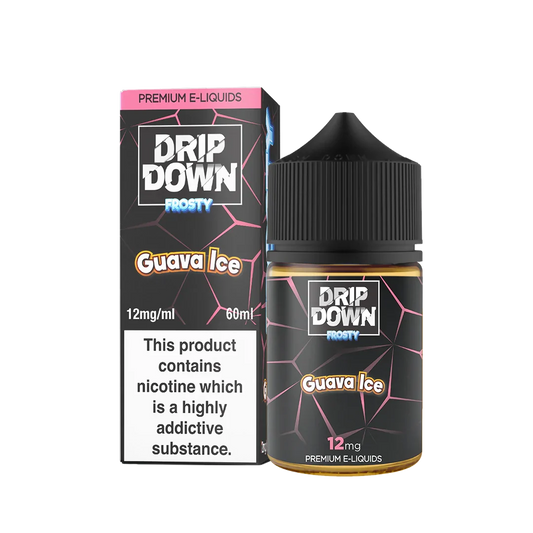 Drip Down Frosty Guava Ice 60ml 12mg e-liquid bottle — Vape Brothers Pakistan