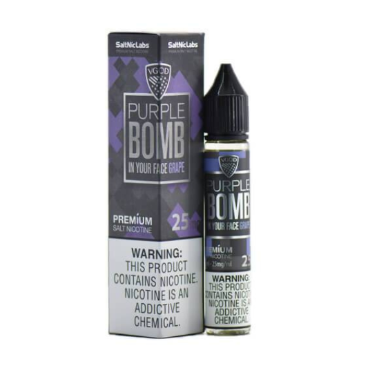 VGOD Purple Bomb nic salt 30ml bottle — Concord grape candy, Vape Brothers Pakistan