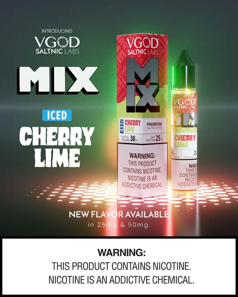 VGOD Mix Salts Iced Cherry Lime 30ml nic salt bottle, front view