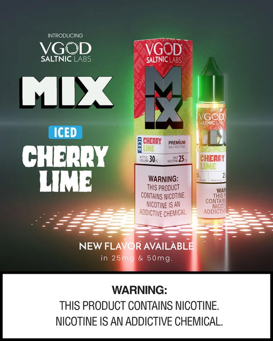 VGOD Mix Salts Iced Cherry Lime 30ml nic salt bottle, front view