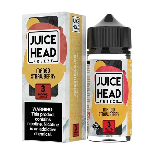 Juice Head Mango Strawberry Extra Freeze 100ml freebase e-liquid bottle, front label