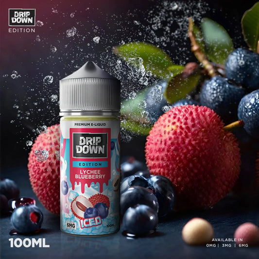 Drip Down Edition Lychee Blueberry Ice 100ml freebase bottle product photo