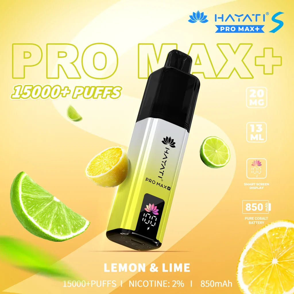 Hayati Pro Max S+ Lemon & Lime flavour – 15000 puffs USB-C rechargeable disposable vape Pakistan