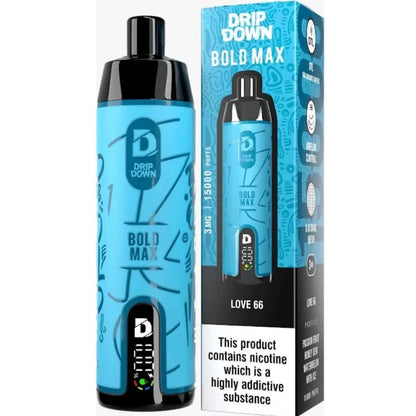 Drip Down Bold Max Love 66 15000 Puffs — 20ml rechargeable disposable vape Pakistan