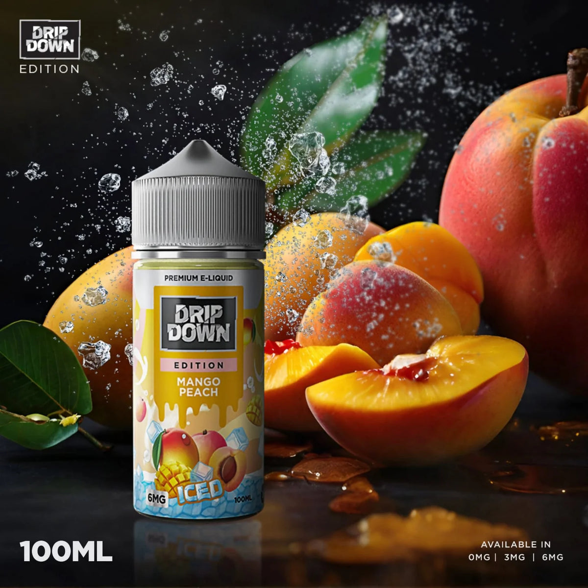 Drip Down Edition Mango Peach Ice 100ml freebase bottle product photo