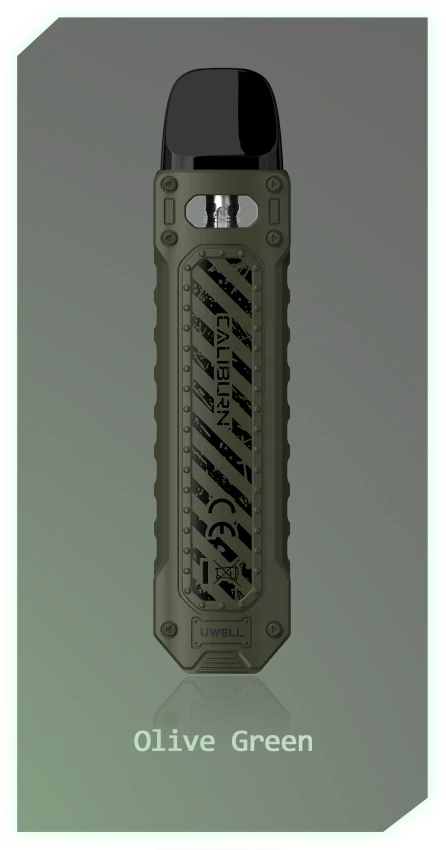 Uwell Caliburn Tenet pod kit in Olive Green with rotating airflow wheel