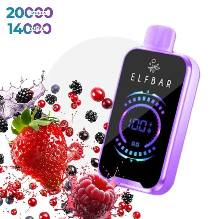 ELFBAR Raya D2 20K disposable vape in Peach Berry, device front view