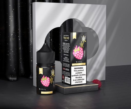 Tokyo Golden Series Raspberry Ice 30ml salt nicotine e-liquid label detail