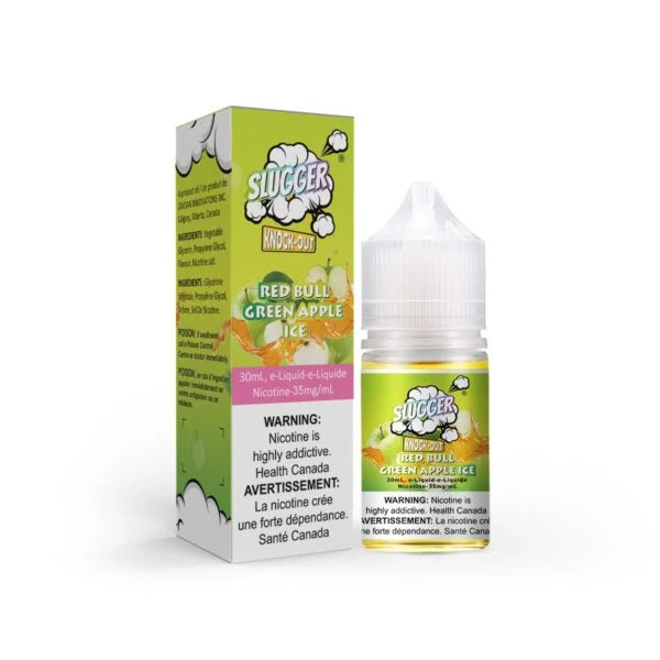 Slugger Knock Out Red Bull Green Apple Ice nic salt 30ml bottle - Vape Brothers Pakistan