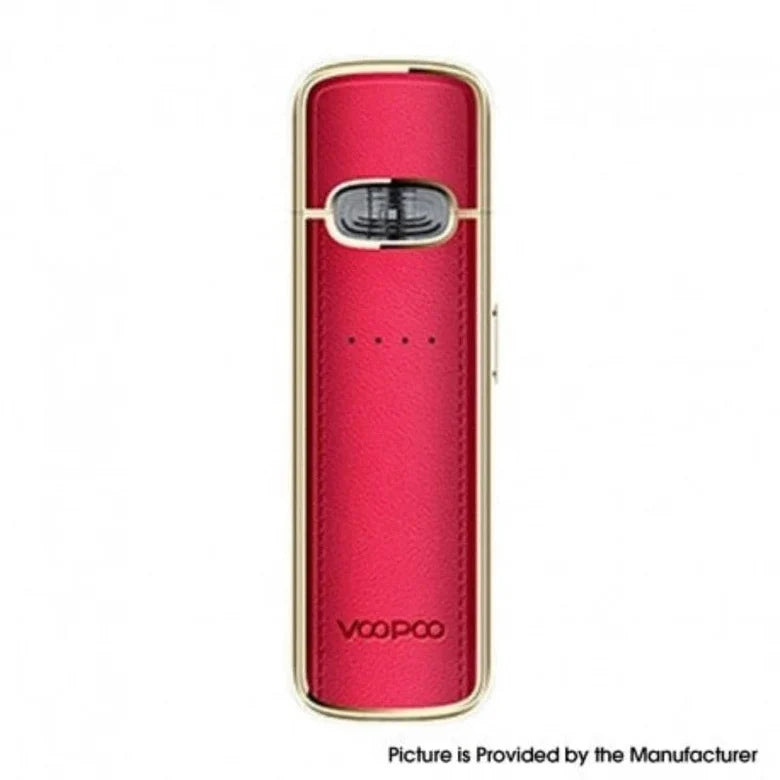 VOOPOO VMATE E pod kit in Red Inlaid Gold, close view of the gold trim
