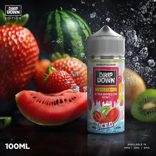 Drip Down Edition Strawmelon Kiwi Ice 100ml freebase bottle product photo
