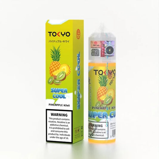 Tokyo Super Cool Pineapple Kiwi 60ml freebase e-liquid bottle front label