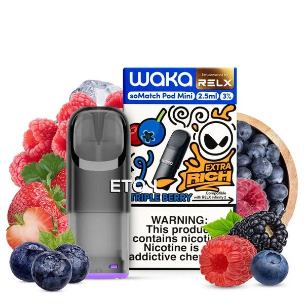 WAKA soMatch Mini prefilled replacement pod in Triple Berry, 2ml