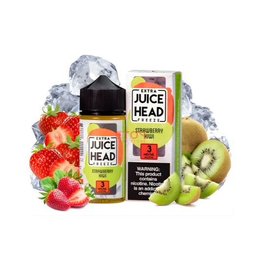 Juice Head Strawberry Kiwi Extra Freeze 100ml freebase e-liquid bottle, front label
