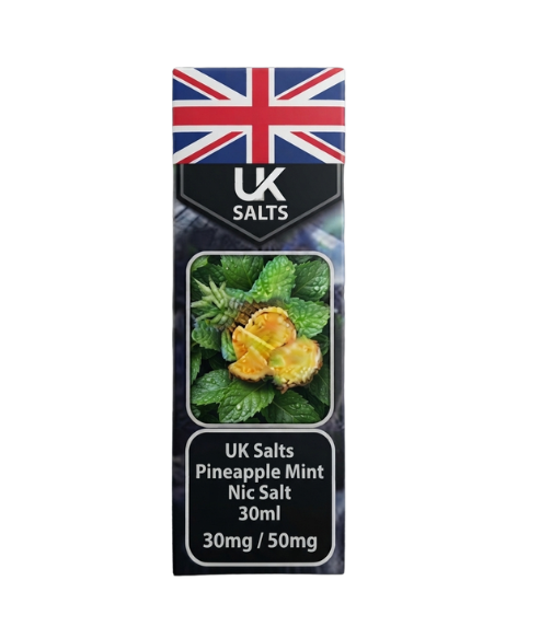 UK Salts Pineapple Mint 30ml nic salt bottle, front label
