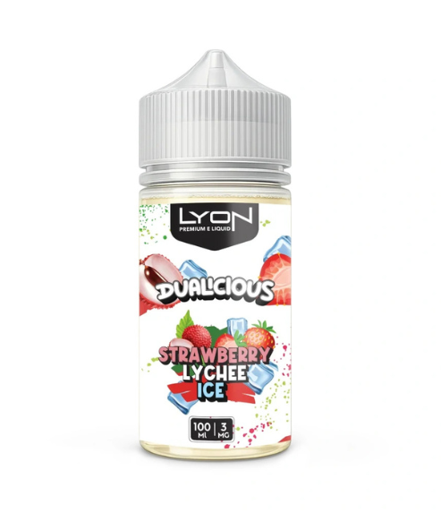 Lyon Strawberry Lychee Ice 100ml 3mg freebase e-liquid bottle, Dualicious series