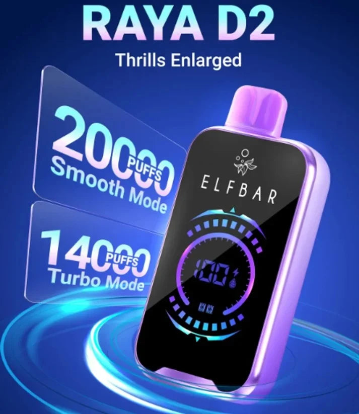 ELFBAR Raya D2 20K disposable vape in VMT, device front view