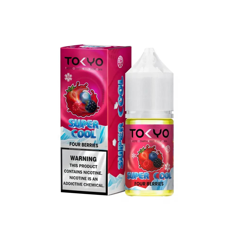 Tokyo Super Cool Four Berries 30ml nic salt bottle, front label